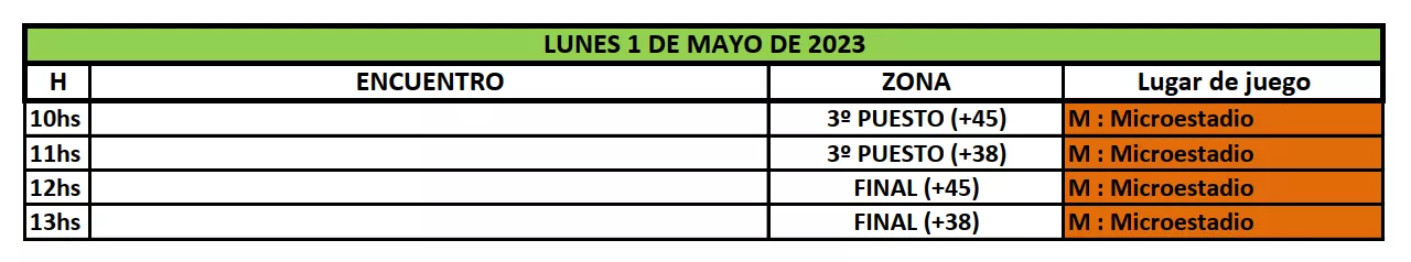 grilla veteranos lunes