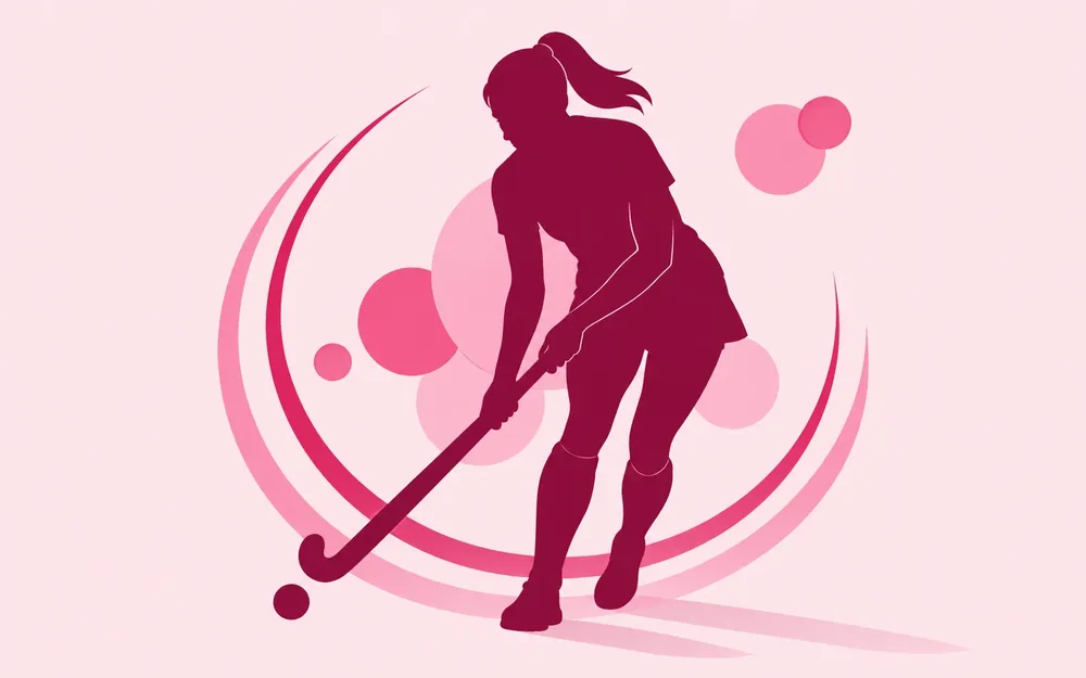 Silueta rosada de hockey sobre césped
