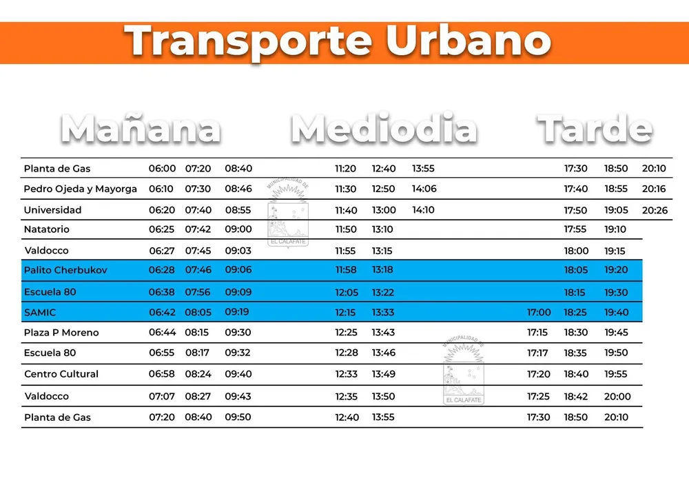 horario linea urbana 2026