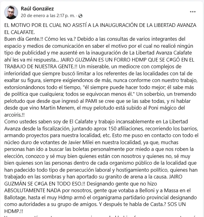 González sobre guzmán